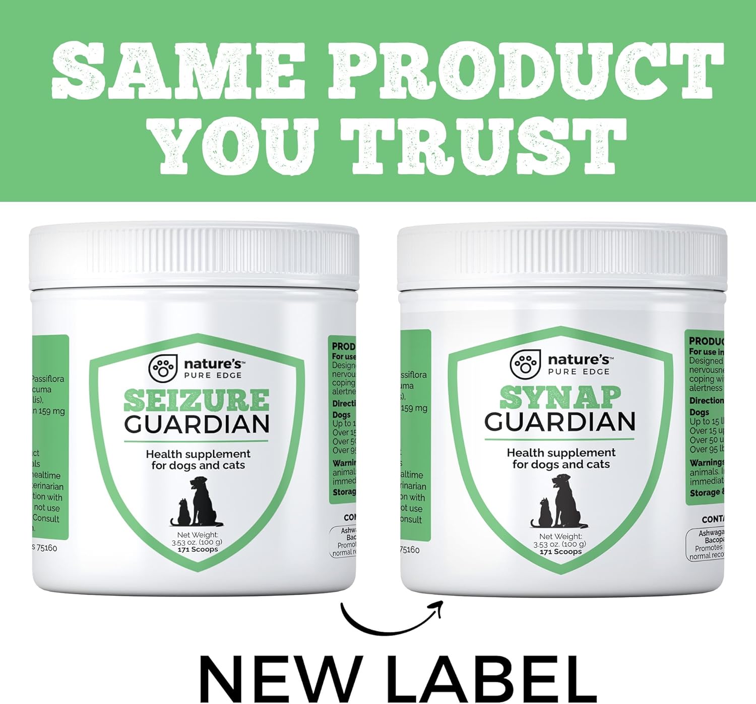 Synap Guardian - Nervous System Support and Calming Care for Dogs & Cats – Natural Relaxation Aid from a U.S.A. Company with Ashwagandha, Chamomile, Valerian & More, 100g - Image 2