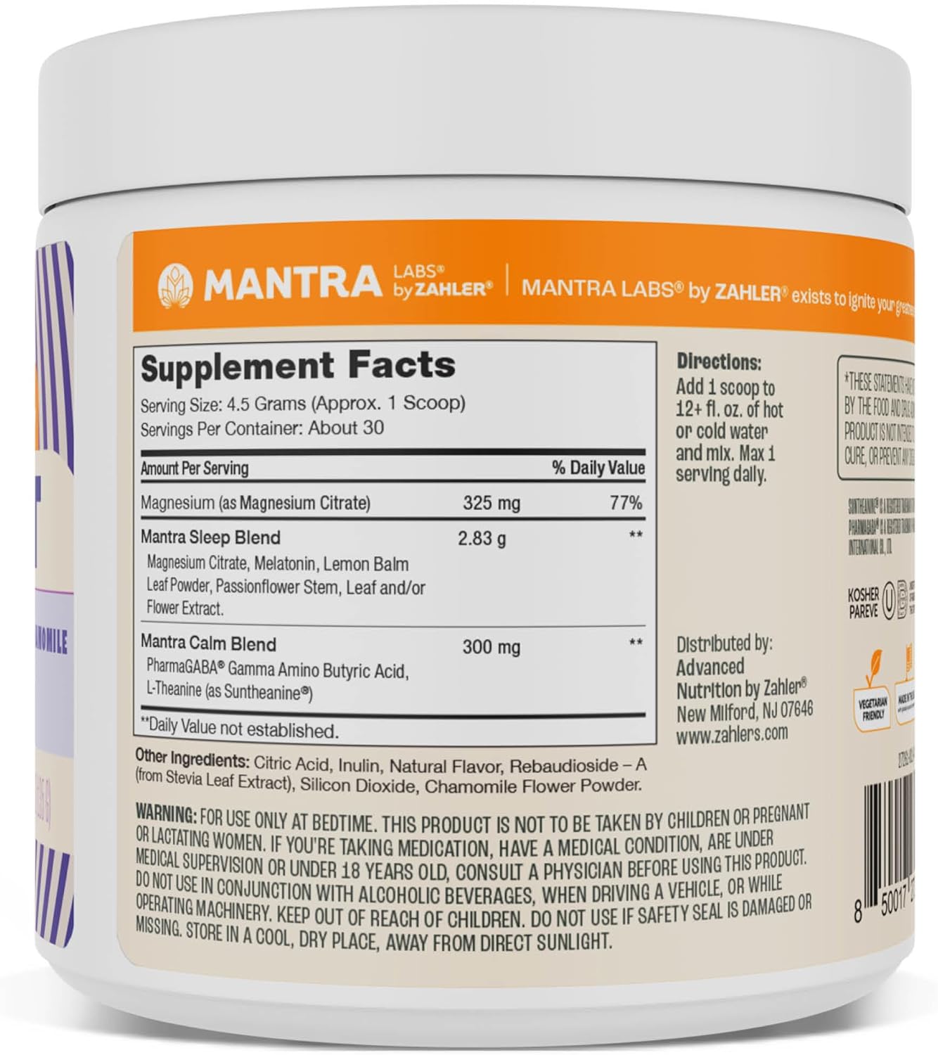 Zahler Mantra Rest, The Calming Sleep Aid Supplement, Lemon Chamomile Flavor, 30 Servings. - Image 2