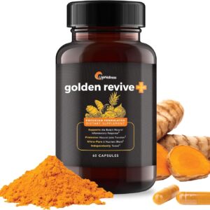 UpWellness Golden Revive + Joint Support Supplement Featuring Turmeric with Black Pepper, Quercetin, and Magnesium- Turmeric Boswellia Supplement - 6 Active Ingredients for Joint Care - 60 Capsules