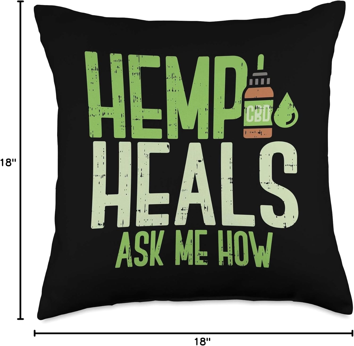 CBD Hemp Heals Cannabidiol Plant Oil Ask Me How Throw Pillow - Image 4