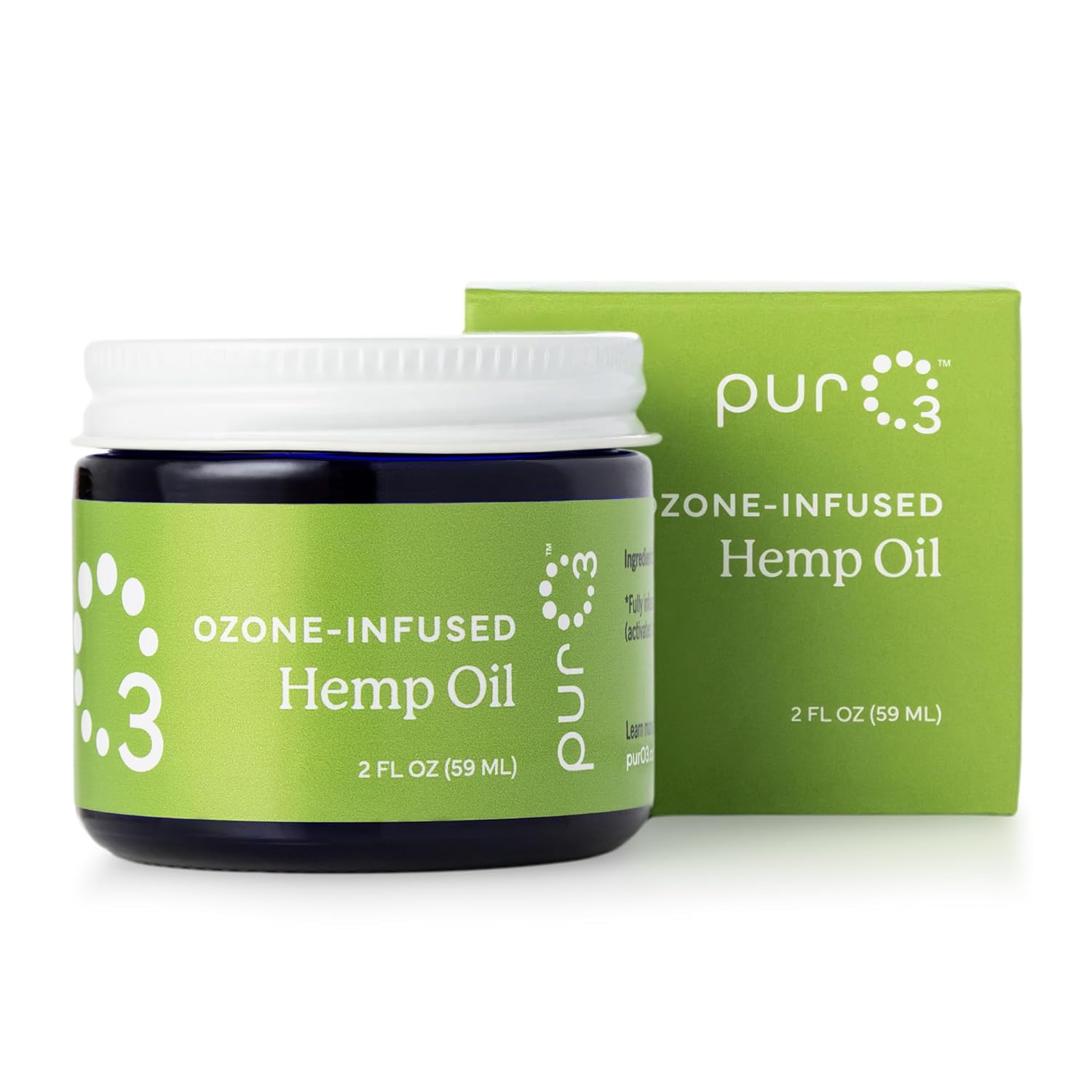 PurO3 Fully Ozonated Hemp Oil - Pure, Natural, Skin Care for Face & Body from Ozonated, Oxygenated Hemp Oil - Glass Jar, 2 oz - Image 4