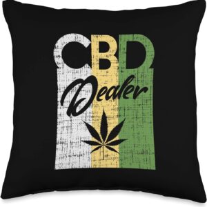 CBD Dealer Retro CBDealer Hemp Oil Cannabis Cannabidiol Gift Throw Pillow