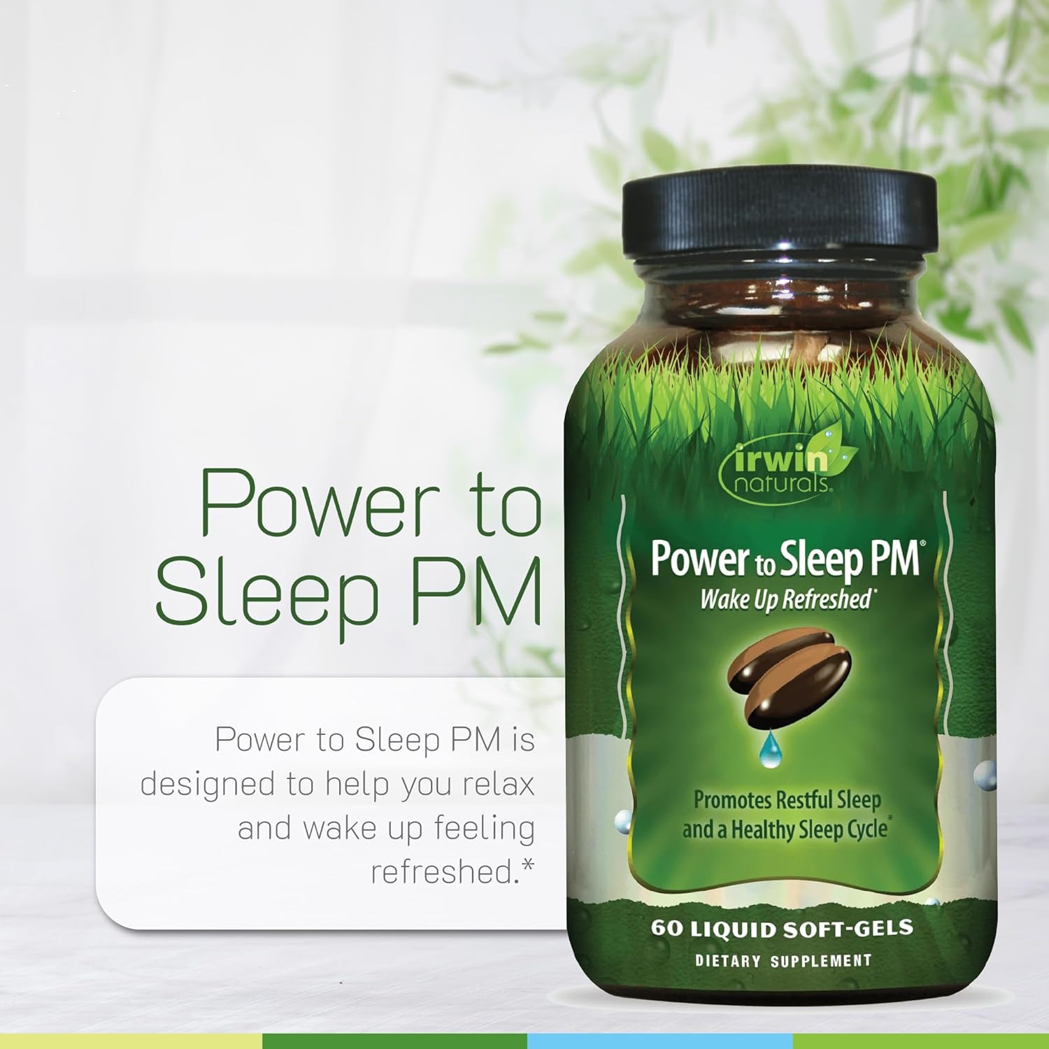 Irwin Naturals Power to Sleep PM – Natural Sleep Aid with Melatonin, Ashwagandha, Valerian, GABA & L-Theanine – Promotes Relaxation, Restful Sleep & Healthy Sleep Cycle – 120 Liquid Soft-Gels (2 Pack) - Image 5