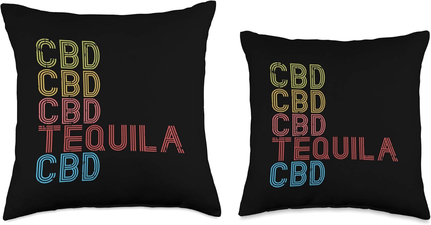 CBD Tequila Retro Hemp Oil Cannabis Alcohol Drinker Gift Throw Pillow - Image 3