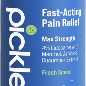 PickleBalm Pickleball In-Game Muscle Pain Relief Roll-On with 4% Lidocaine, Arnica, Menthol, Cucumber Seed Extract for Shoulders, Knees, Wrists, and More, 3.4oz Roll-On Applicator