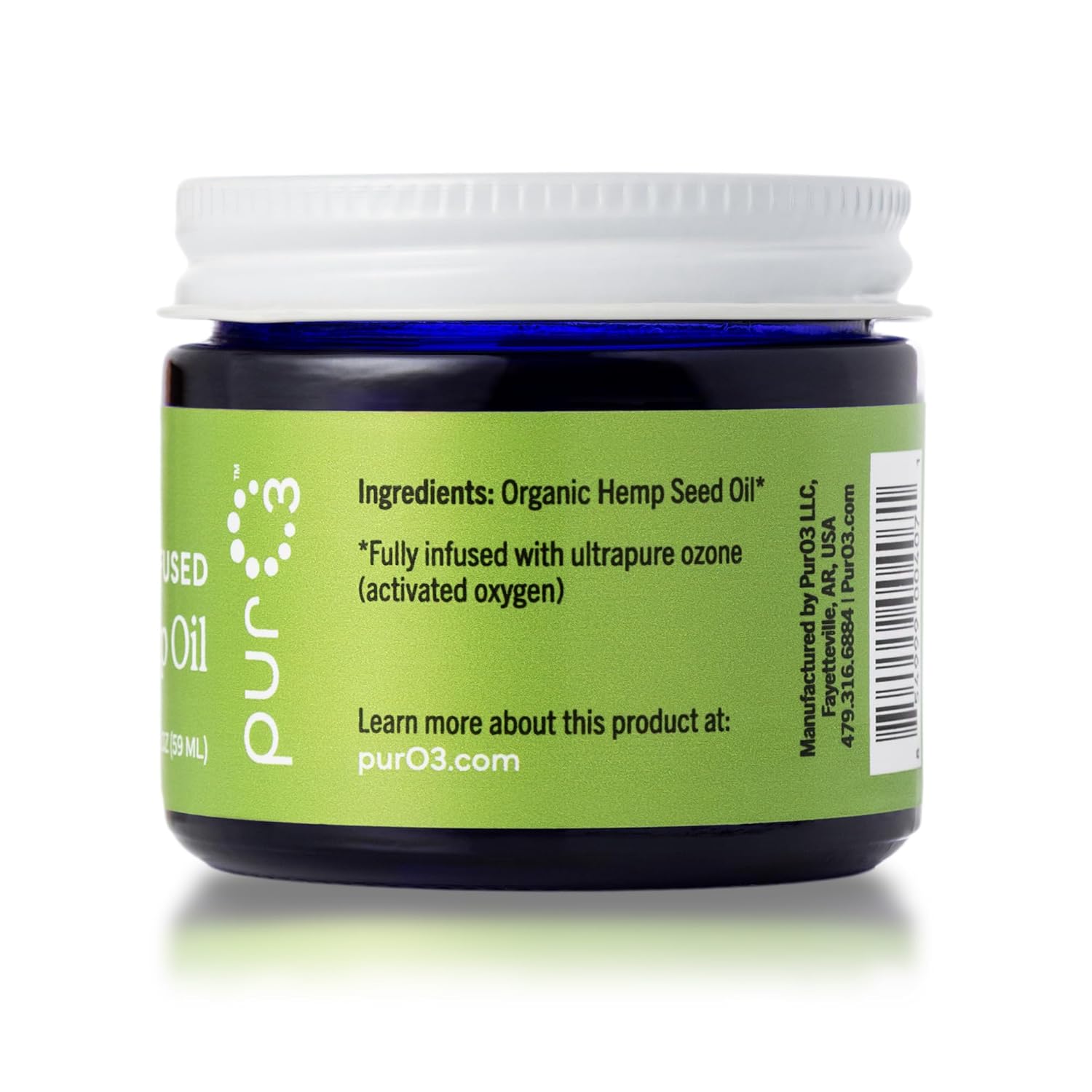 PurO3 Fully Ozonated Hemp Oil - Pure, Natural, Skin Care for Face & Body from Ozonated, Oxygenated Hemp Oil - Glass Jar, 2 oz - Image 2