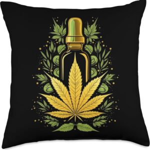 Cannabis Weed Leaf CBD Oil Cannabinoid Hemp Medical Throw Pillow