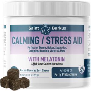 Calming Chews Treats for Dogs with melatonin for Dogs to Provide Calming, Stress and Dog Anxiety Relief. 90 Bacon-Flavored Soft Chews