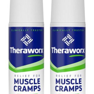 Theraworx Relief for Muscle Cramps Roll-On Fast-Acting Muscle Spasm, Leg Soreness with Magnesium Sulfate - 2.5 oz - 2 Count