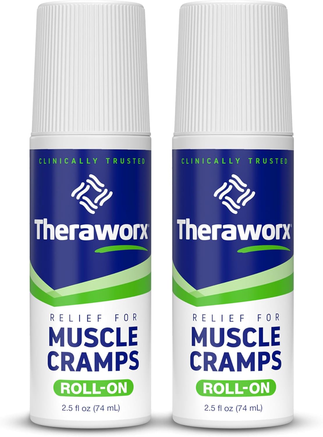 Theraworx Relief for Muscle Cramps Roll-On Fast-Acting Muscle Spasm, Leg Soreness with Magnesium Sulfate - 2.5 oz - 2 Count