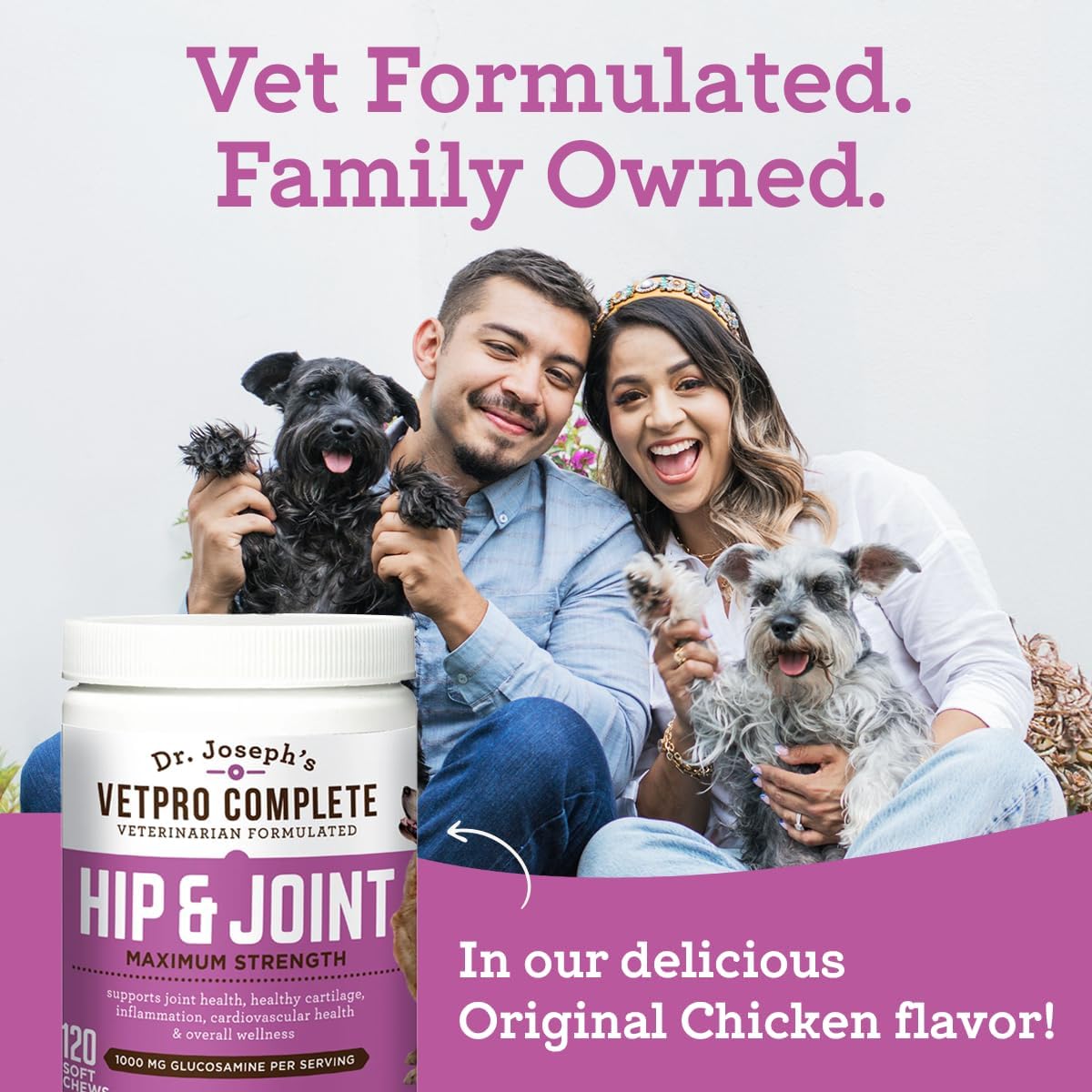 Dr. Joseph's VetPro Complete Dog Hip & Joint Supplement for Arthritis Pain Relief – High-Strength Glucosamine & Chondroitin Chews for Senior Dogs – Vet Formulated Daily Treats, Chicken Flavor, 60 Ct - Image 6