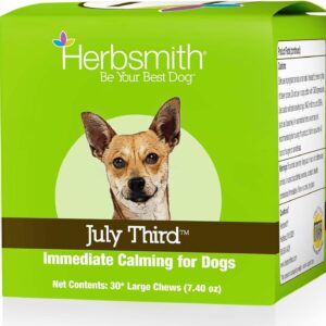 Herbsmith July Third - Canine Calming Chews - Calming Herbs for Dogs - Anxiety Supplements for Dogs - 30ct Large Chews