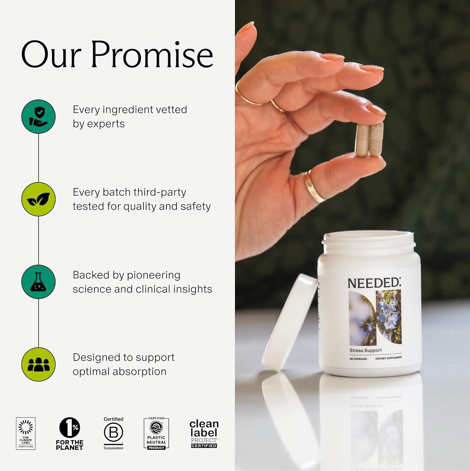 Needed. Stress Support - Herbal Blend Supporting Mood, Energy, and Hormone Balance for Women - Herbal Supplement of Shatavari, Ashwagandha, Rhodiola - Non-GMO - 30 Day Supply - 120 Capsules - Image 6