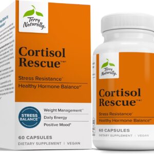 Terry Naturally Cortisol Rescue - 60 Capsules - Vegan, Non-GMO, Gluten Free - 60 Servings