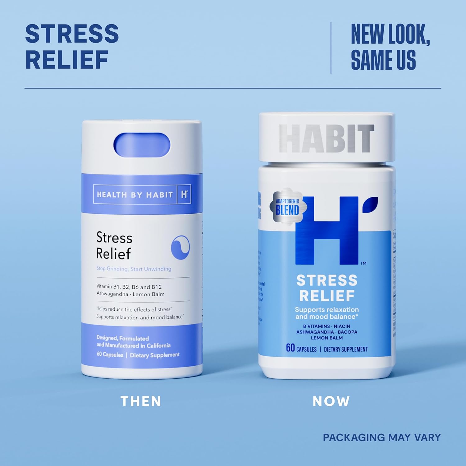Habit Stress Relief Supplement (60 Capsules) - New Look, Supports Relaxation & Mood Balance, Vitamin B, Adaptogens, Lemon Balm, Calming, Vegan, Non-GMO (1 Pack) - Image 2