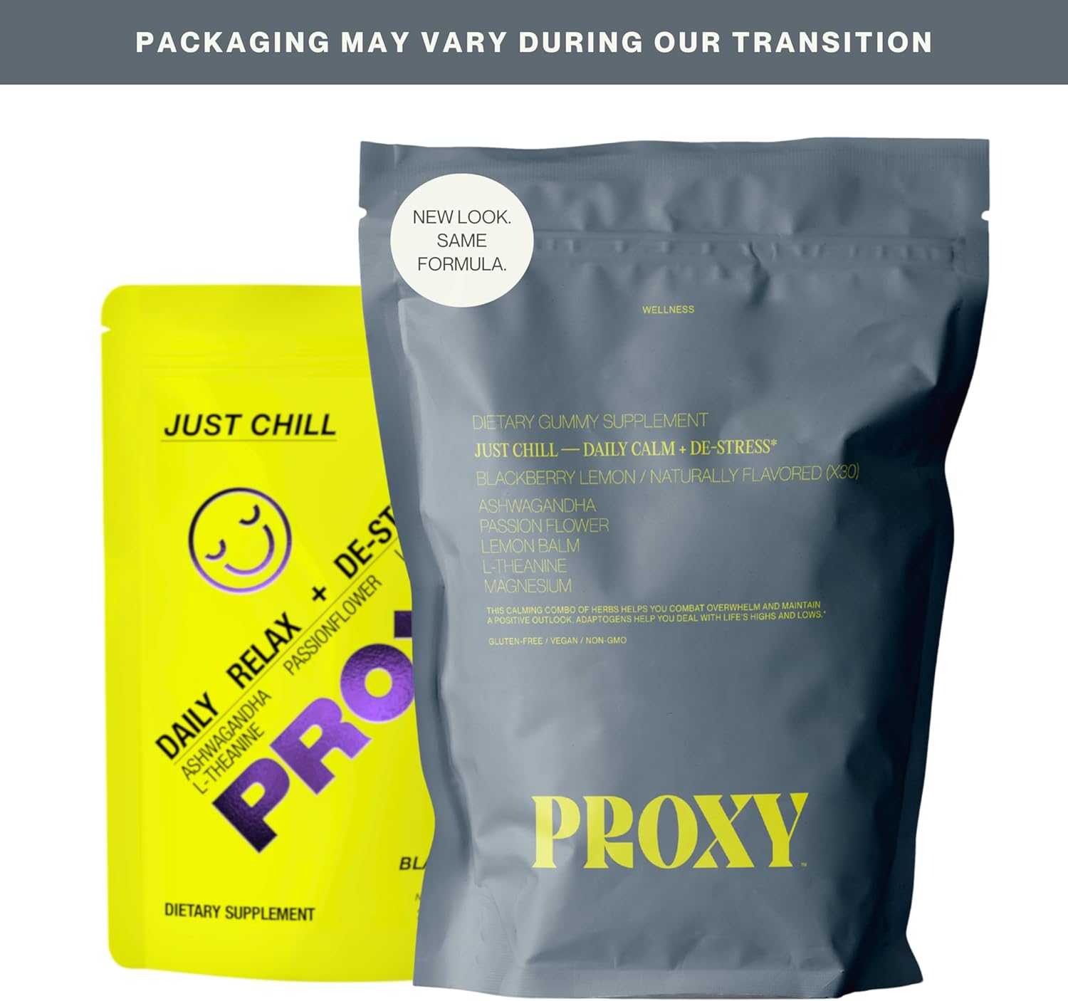 PROXY Just Chill Stress Relief Gummies | Daily Calm with Ashwagandha, Magnesium, L-Theanine, Lemon Balm & Passionflower | Natural Stress Support & Relaxation | Vegan BlackBerry Lemon, 30 Count - Image 2