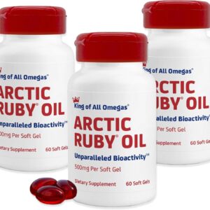 Arctic Ruby Oil - Omega 3 Supplement with Astaxanthin 2mg - Contains Essential Fatty Acids & Antioxidants - Supports Heart, Brain, Eye, Skin, Joint & Immune Health - 60 Softgels (3 Pack)