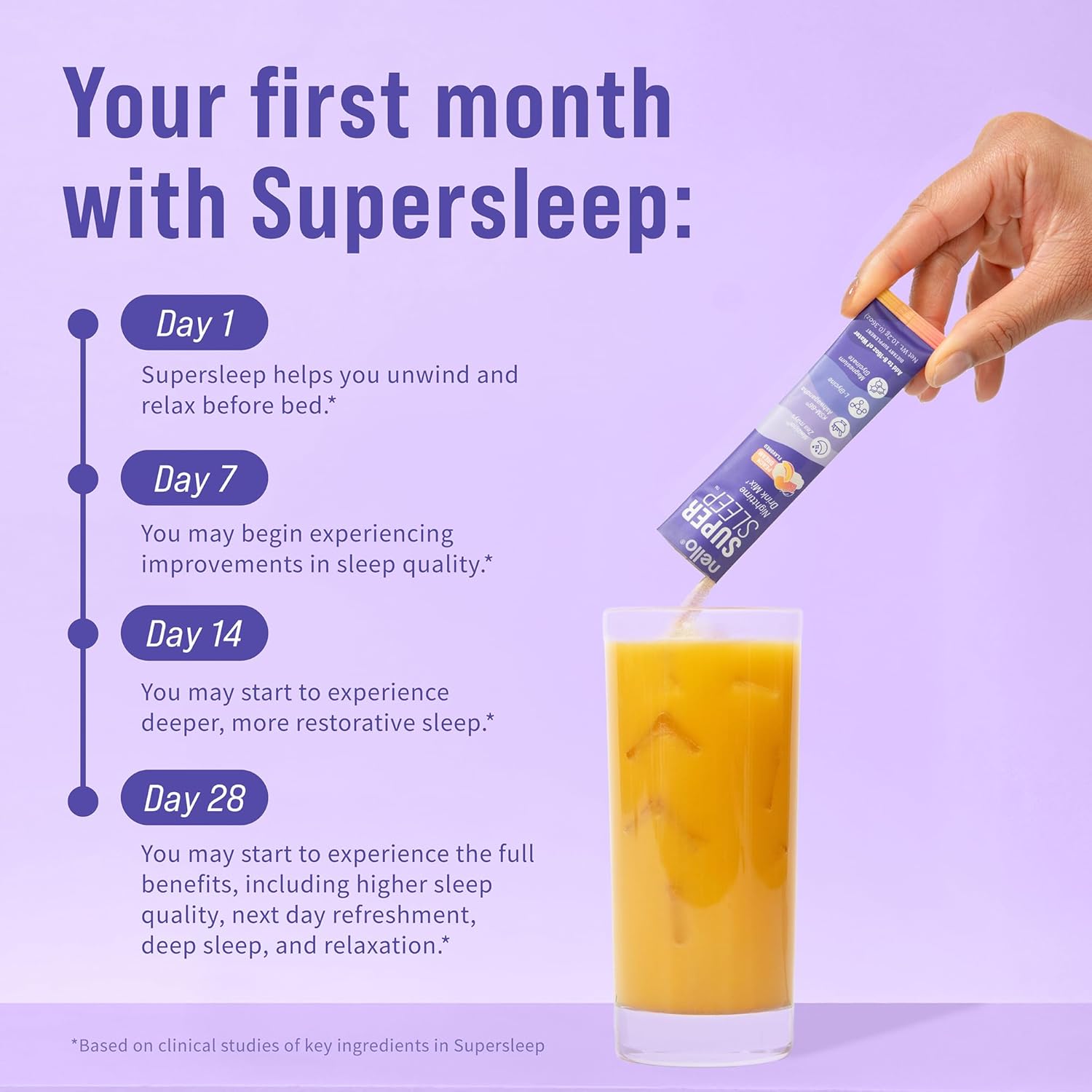 Nello Supersleep, Nighttime Sleep Support Drink Mix, Ashwagandha, Maizinol, L-Glycine, Magnesium Glycinate, Peach Dream (Pack of 20) - Image 5