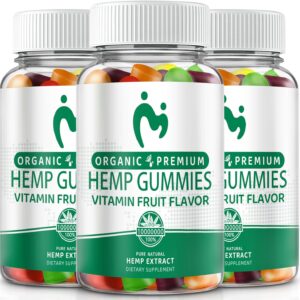 (3 Pack) Hemp Gummies for Pain, Sleep, Relax, Anxiety - 100% Natural Pure Extra Strength Organic Hemp Oil Extract - Vegan Low Sugar Edible Gummy for Adults
