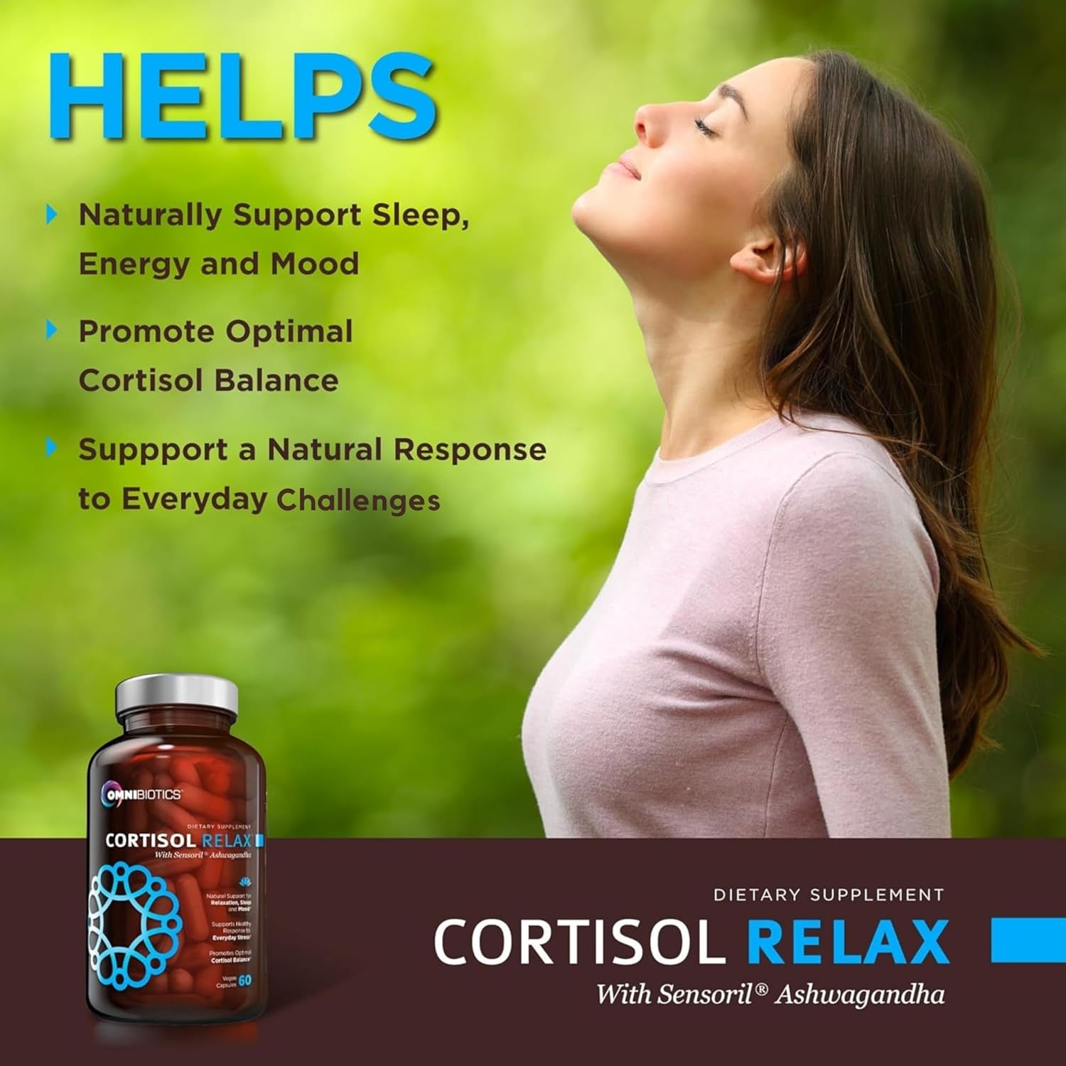 OmniBiotics Cortisol Supplement for Women and Men - High Cortisol Manager with Ashwagandha, L-Theanine, Magnolia Extract, Phosphatidylserine to Support Relaxation, Calm, Detox - 60 Vegan Capsules - Image 3