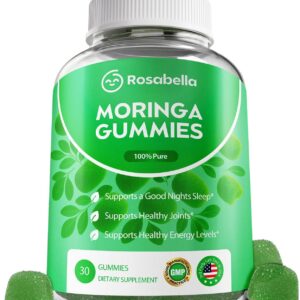Rosabella Moringa Gummies – Moringa Leaf Extract 1000mg Equivalent Per Serving – Natural Energy & Balance – Non-GMO, Gluten-Free Superfood Gummies for Women & Men – 30 Count