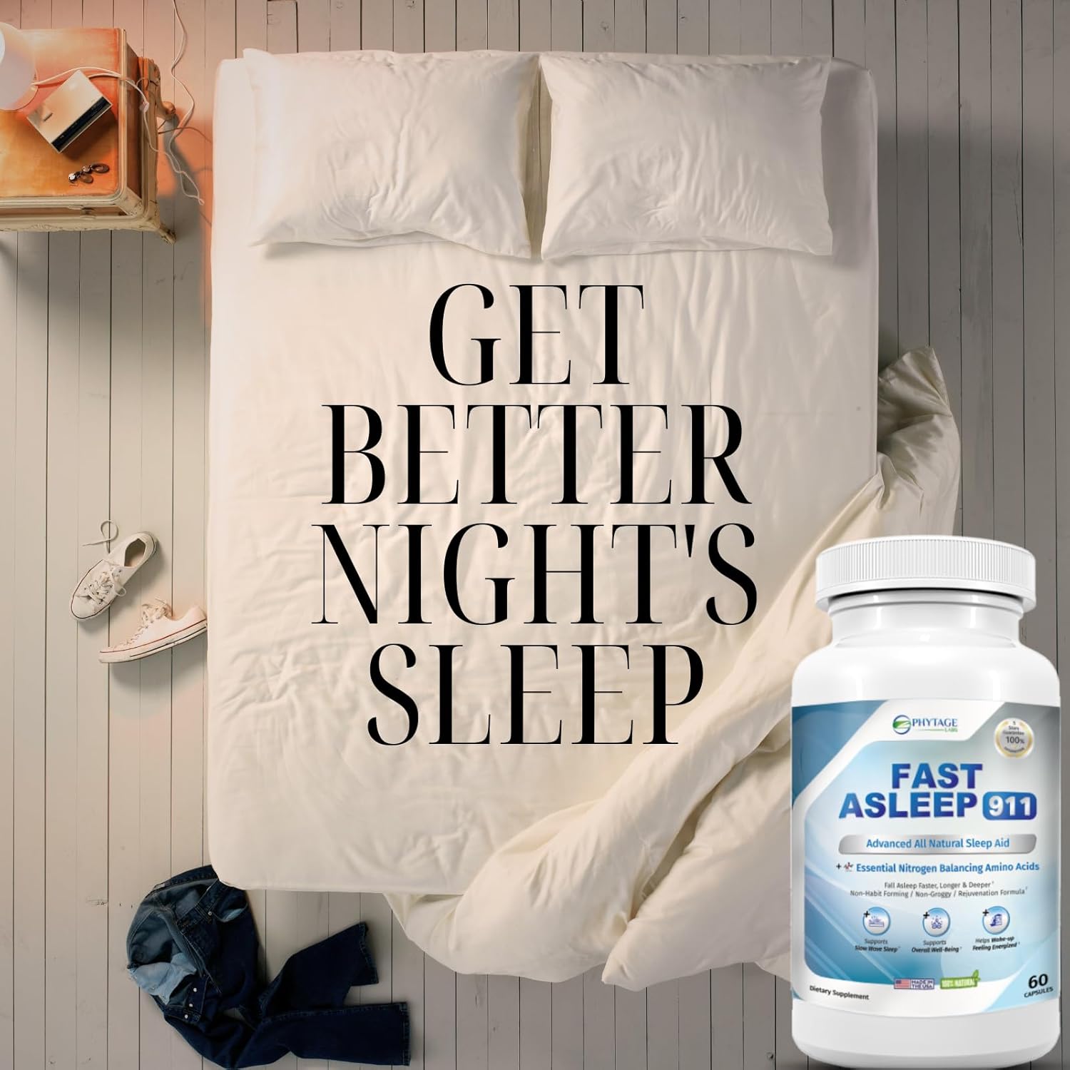 Fast Asleep 911 – Nighttime Routine Supplement with Melatonin & Goji Berries – Plant-Based, Non-Habit Forming Formula – 60 Capsules - Image 7