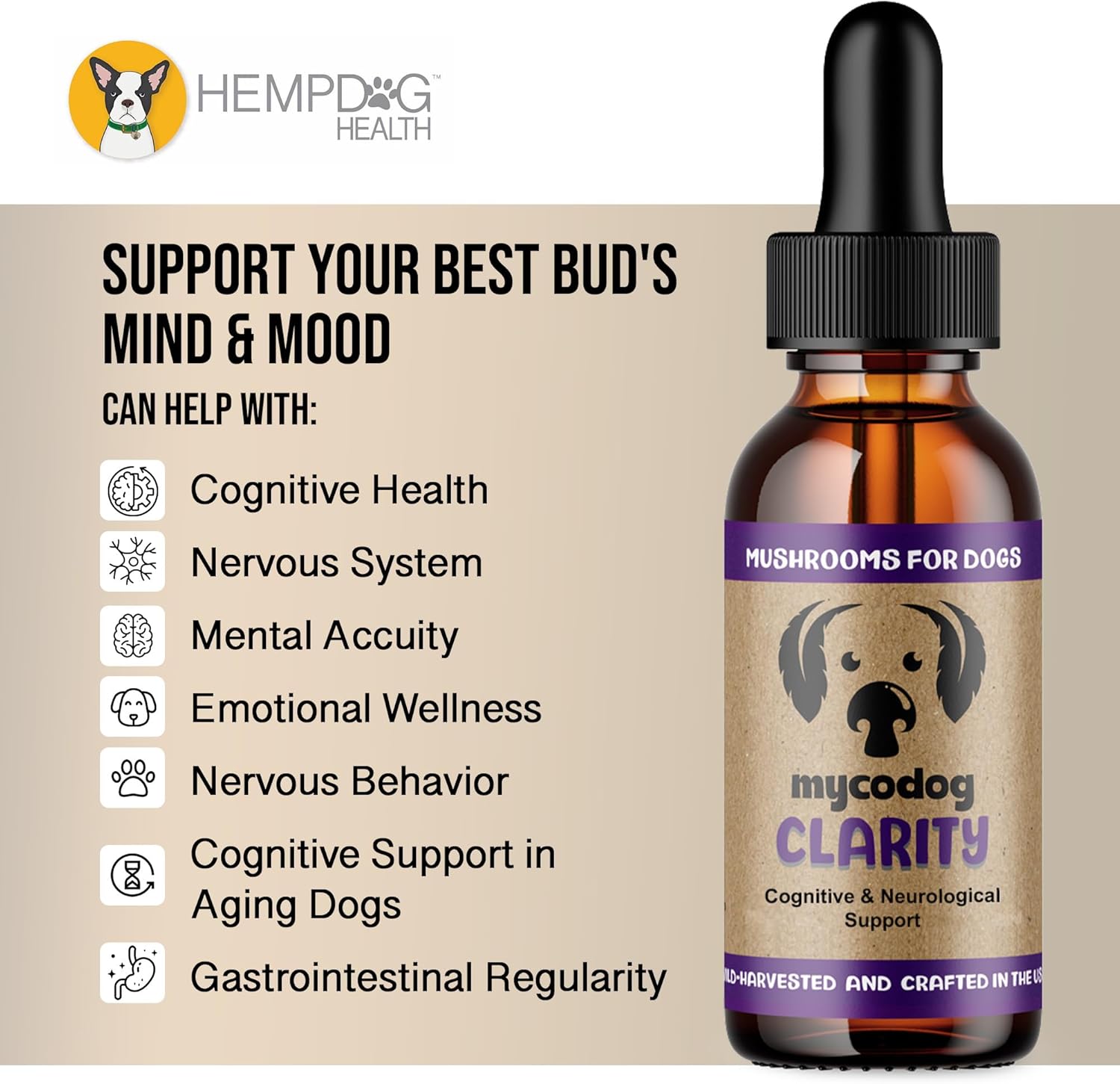MycoDog Clarity - Cognitive Support Supplement for Dogs - Brain Health, & Senior Dog Wellness - Memory & Focus with Functional Mushrooms & Adaptogens - Image 3