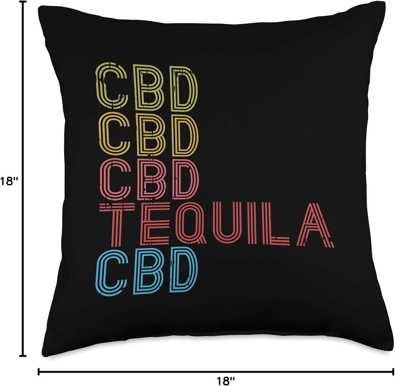 CBD Tequila Retro Hemp Oil Cannabis Alcohol Drinker Gift Throw Pillow - Image 4