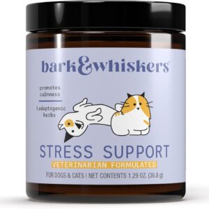 Bark & Whiskers Stress Support - Calm Support for Dogs & Cats - with Adaptogenic Herbs - L-Theanine & Ashwagandha - Cheddar Cheese Flavor - 1.29 oz. (102 Scoops)