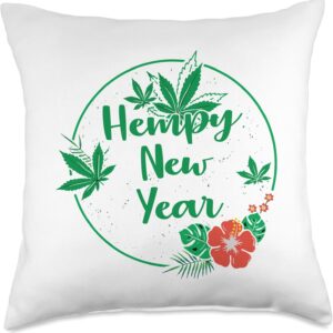 CBD Oil Seller CBD Marketing Cannabidiol Hemp Tees Hempy New Year Hemp Holiday Happy CBD Oil Gift Throw Pillow, 18x18, Multicolor