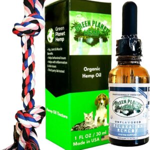 Green Planet Hemp | Free Toy | 1000MG Organic Tincture | Pet Hemp Oil for Dogs and Cats | 100% Natural and Non GMO | Offers your Pet Hip, Joint, and Muscle Support | Aids with Anxiety,Stress, and Pain