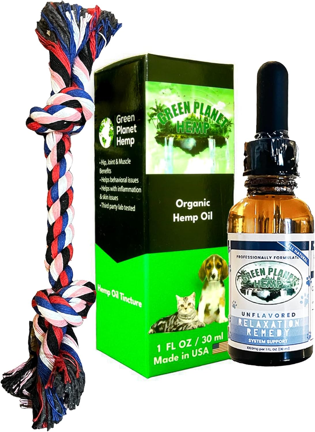 Green Planet Hemp | Free Toy | 1000MG Organic Tincture | Pet Hemp Oil for Dogs and Cats | 100% Natural and Non GMO | Offers your Pet Hip, Joint, and Muscle Support | Aids with Anxiety,Stress, and Pain