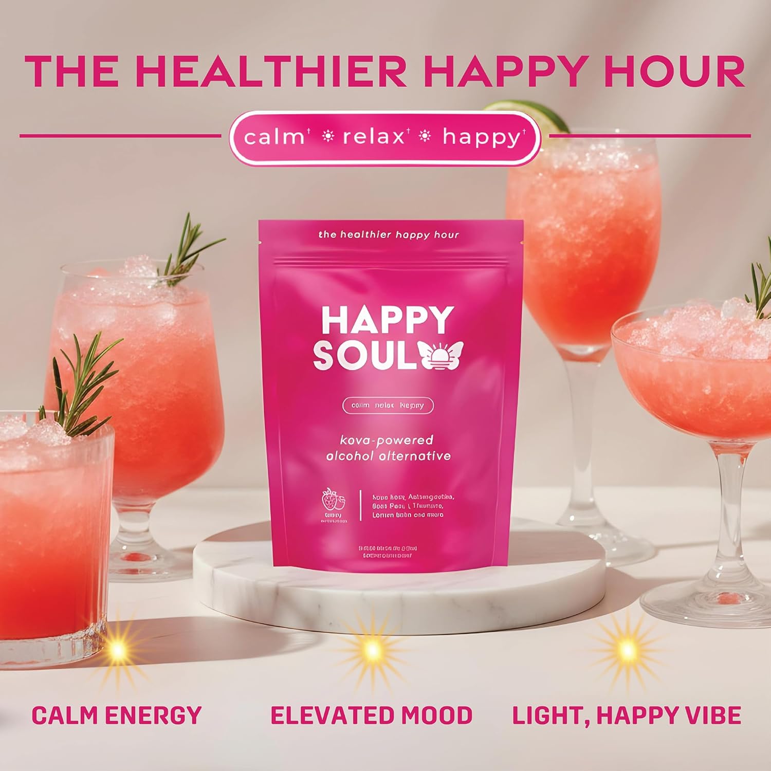 HappySoul Kava Drink Mix Powder-Alcohol Alternative for Evenings & Social Drinking - Kava Kava Mocktail for Relaxation - Adaptogen Drink with Magnesium, Ashwagandha, L-Theanine | Berry, 15 Stick Packs - Image 6