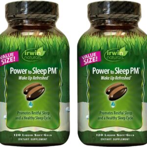 Irwin Naturals Power to Sleep PM – Natural Sleep Aid with Melatonin, Ashwagandha, Valerian, GABA & L-Theanine – Promotes Relaxation, Restful Sleep & Healthy Sleep Cycle – 120 Liquid Soft-Gels (2 Pack)