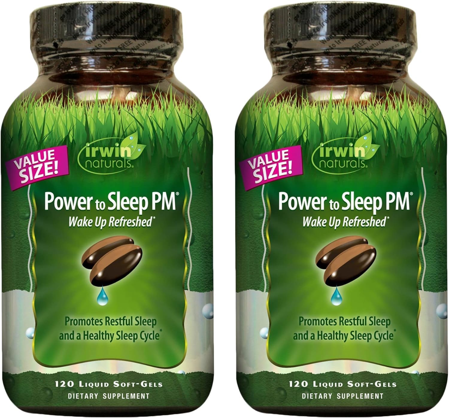 Irwin Naturals Power to Sleep PM – Natural Sleep Aid with Melatonin, Ashwagandha, Valerian, GABA & L-Theanine – Promotes Relaxation, Restful Sleep & Healthy Sleep Cycle – 120 Liquid Soft-Gels (2 Pack)