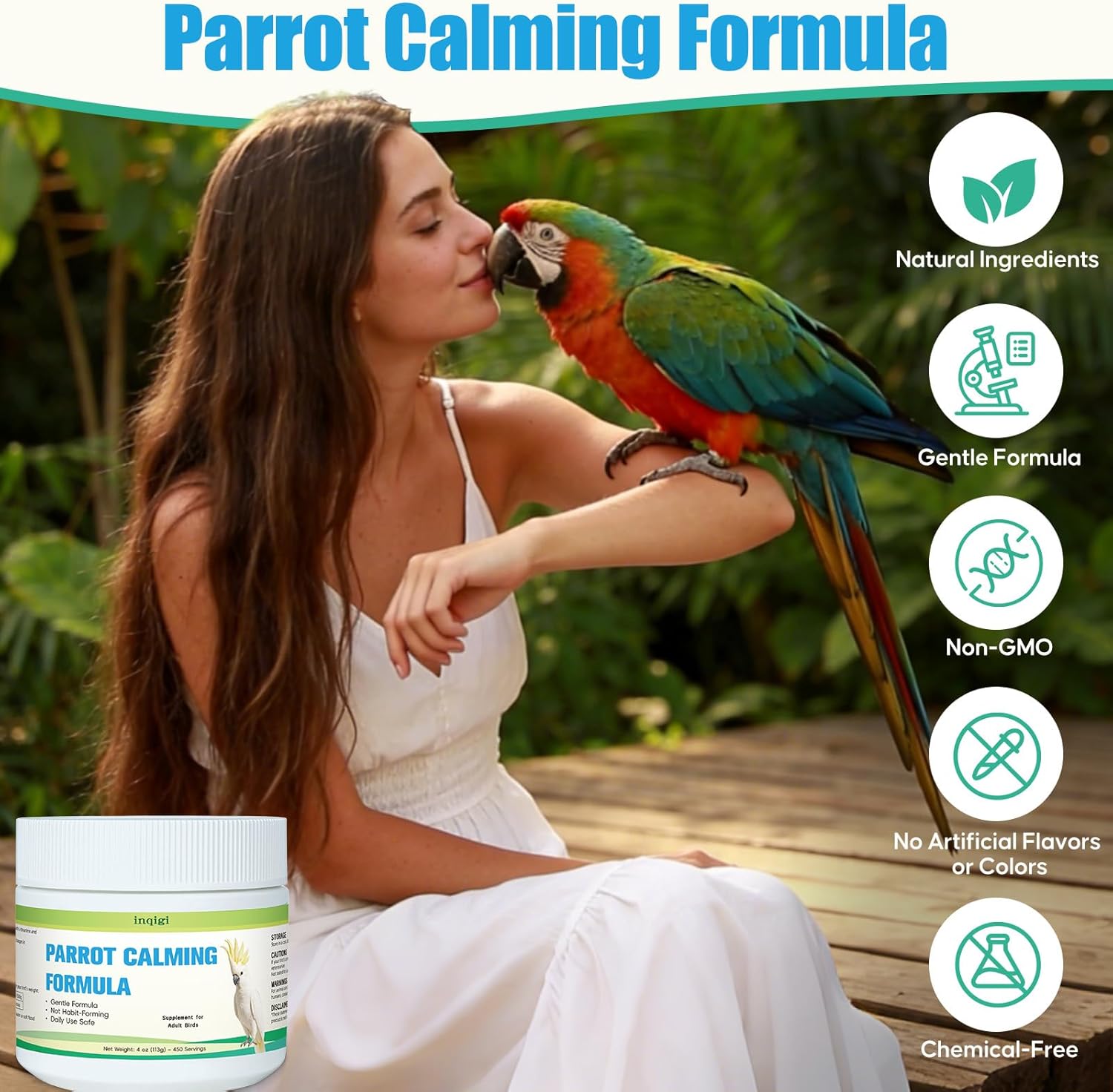 Parrot Calming Supplement – Natural Bird Stress Support Powder for Fireworks, Travel & Visitors – Vet-Formulated – Easy to Use Daily Support for Parrots – 4oz (450 Servings) - Image 6