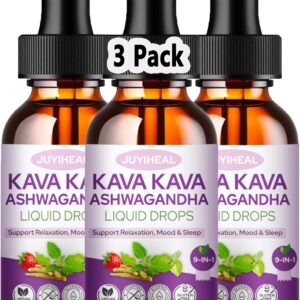 3 Pack Kava Kava Root Extract Supplement, High Concentration Kava with Ashwagandha, Lemon Balm, Valerian Root, Magnesium for Relaxation, Cognitive Support and Immune System, 1 Fl Oz
