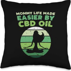 Mommy Life Made Easier By CBD Oil Yoga Mom Hemp Women Gift Throw Pillow