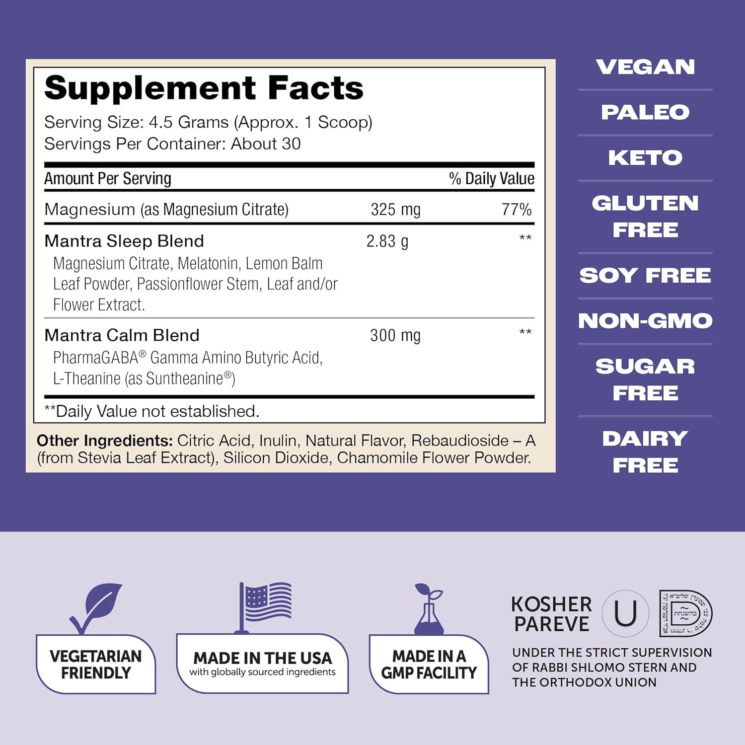 Zahler Mantra Rest, The Calming Sleep Aid Supplement, Lemon Chamomile Flavor, 30 Servings. - Image 6