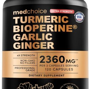 Extra Strength Turmeric Capsules - High-Absorption 2360 mg Curcumin Supplements, Non-GMO Blend for Digestive Comfort & Daily Support - Organic Turmeric Supplement with Black Pepper (120ct, Pack of 1)