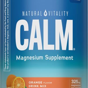 Natural Vitality Calm, Magnesium Citrate Supplement, Anti-Stress Drink Mix Powder, Gluten Free, Vegan, & Non-GMO, Orange, 16 oz