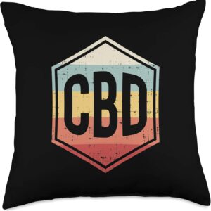 CBD Oil Retro Vintage Weed Cannabis Hemp Plant Dealer Gift Throw Pillow
