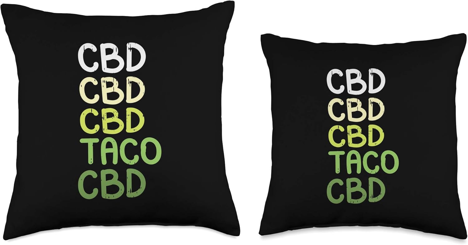CBD Taco Funny Hemp Oil Cannabis Mexican Food Lover Gift Throw Pillow - Image 3