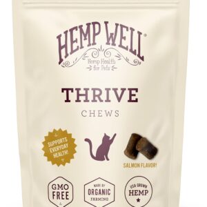 Hemp Well Thrive Cat Soft Chews - 60 Count, Everyday Supplement for Overall Health, Supports Hip, Joint, Heart Health, Organically Sourced, Omega 3 for Cats, Natural Cat Treats & Supplements