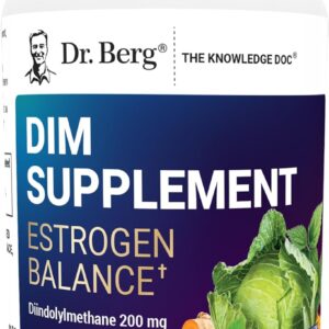 Dr. Berg DIM Supplement Estrogen Balance - Original Estrogen Supplement for Women with Diindolylmethane for Menstrual Symptoms & Menopause Relief & Black Pepper for Enhanced Absorption - 60 Capsules