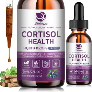 Cortisol Supplements for Women, Cortisol Reducer Manager Detox with KSM-66® Ashwagandha, Kava, Lemon Balm & Vitamin C B5 B6, Lower Cortisol, Hormone Harmony Liquid Drops, 2 FL.OZ, Blueberry Flavor