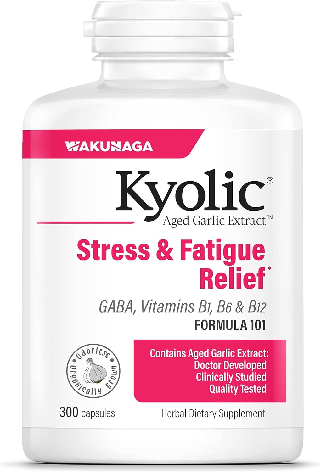 Kyolic Aged Garlic Extract Formula 101, Stress and Fatigue Relief*, 300 Capsules.