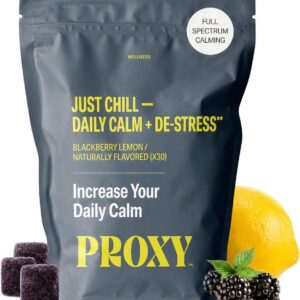 PROXY Just Chill Stress Relief Gummies | Daily Calm with Ashwagandha, Magnesium, L-Theanine, Lemon Balm & Passionflower | Natural Stress Support & Relaxation | Vegan BlackBerry Lemon, 30 Count