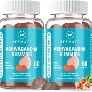 AFXMATE Ashwagandha Gummies & Vitamin D Gummies for Men & Women 120 Count Aswangdha Supplement (Non-GMO, Sugar Free & Gluten Free)