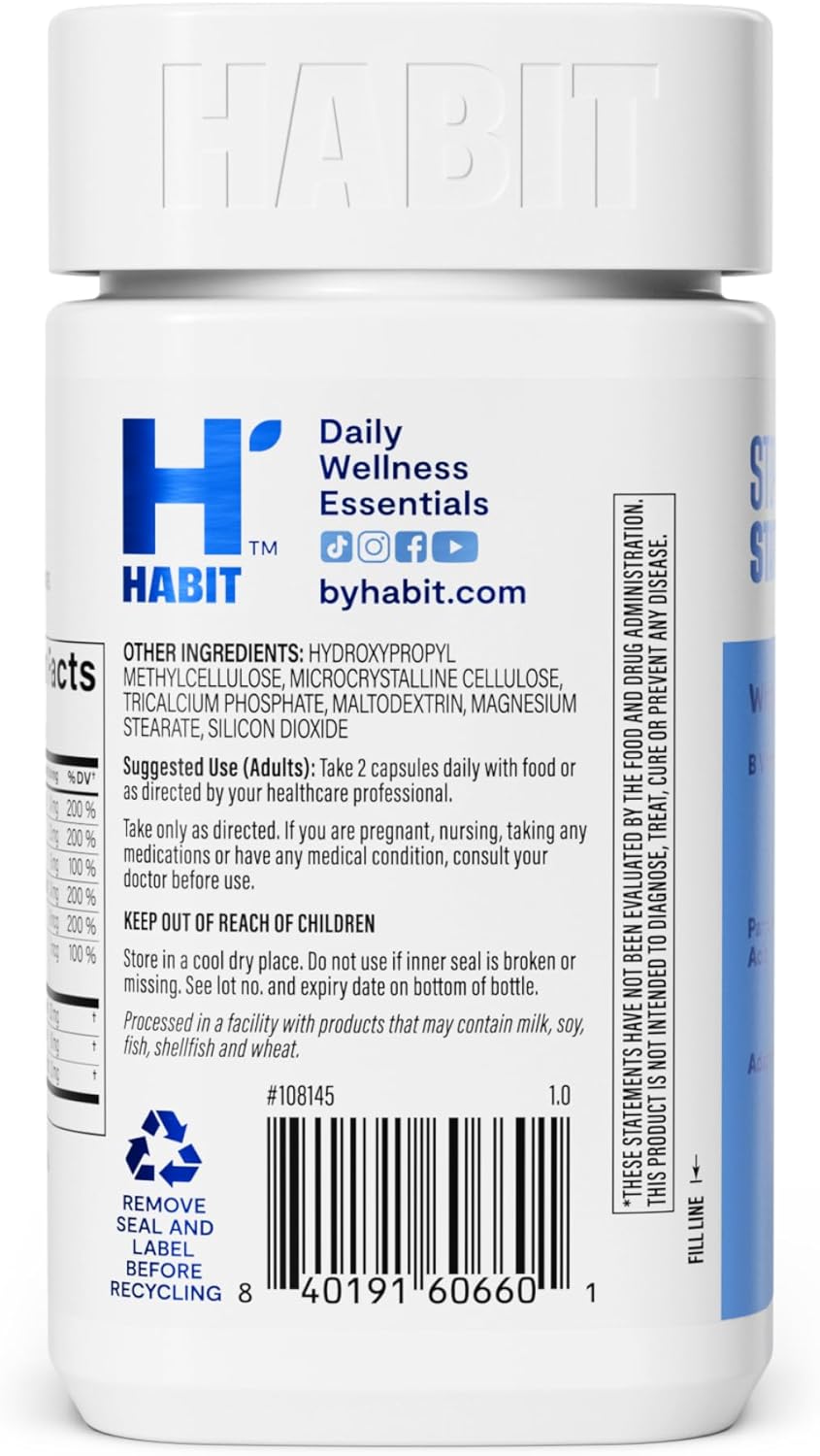 Habit Stress Relief Supplement (60 Capsules) - New Look, Supports Relaxation & Mood Balance, Vitamin B, Adaptogens, Lemon Balm, Calming, Vegan, Non-GMO (1 Pack) - Image 4